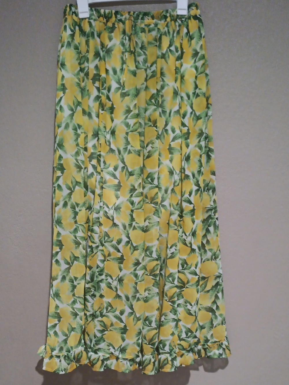 Advance Apparels Yellow & Green Floral/Lemon Maxi Skirt